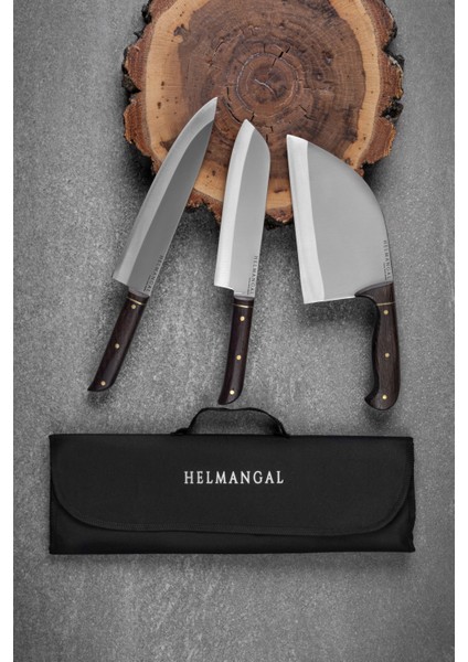 Alpha Serisi 3’lü Bıçak Set- Chef Almazan Steak Bıçağı El Yapımı Özel Üretim