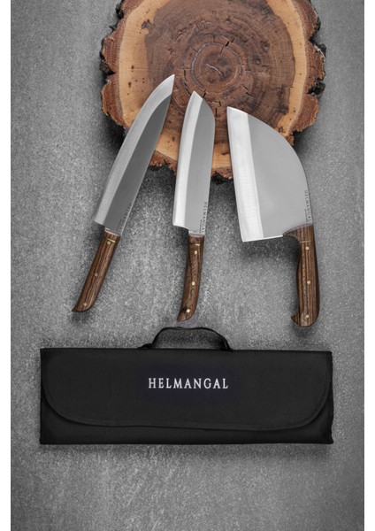Beta Serisi 3’lü Bıçak Set- Chef Almazan Steak Bıçağı El Yapımı Özel Üretim