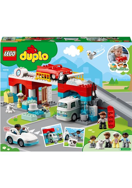 DUPLO® Otopark ve Oto Yıkama 10948 - 2 Yaş Ve Üzeri Çocuklar için Oto Yıkama; Benzin İstasyonu ve Otopark İçeren Eğitici Oyuncak Yapım Seti (112 Parça)