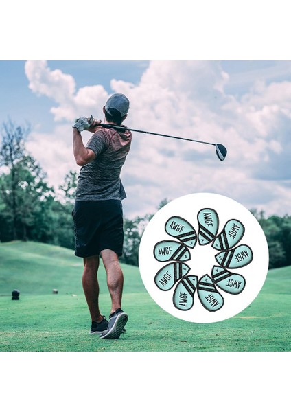 9 Adet Golf Demir Headcover Evrensel Takozlar Kulübü Kafa Kapak Kol Sayı Yeşil modelleri