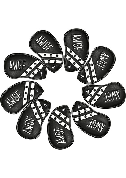 9x Golf Demir Başkak Seti Polar Kaplı Kulübü Kafa Kapak Guard Kılıf Siyah fiyatları