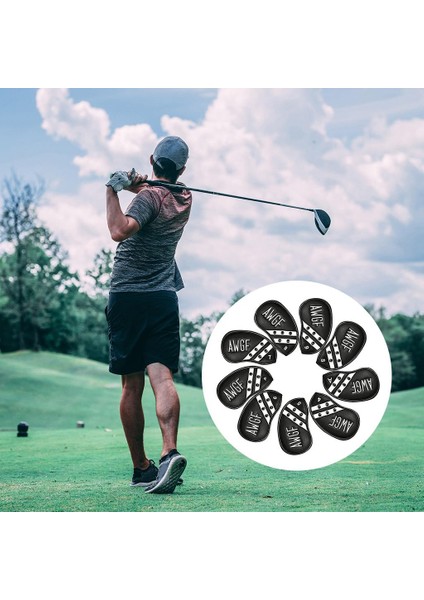 9x Golf Demir Başkak Seti Polar Kaplı Kulübü Kafa Kapak Guard Kılıf Siyah modelleri