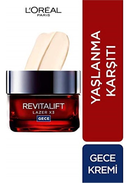 L'Oréal Paris Loreal Paris L'oréal Paris Revitalift Lazer X3 Yoğun  Gece Bakım Kremi, 50 ml