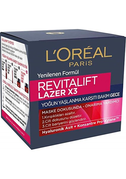 L'Oréal Paris Loreal Paris L'oréal Paris Revitalift Lazer X3 Yoğun  Gece Bakım Kremi, 50 ml