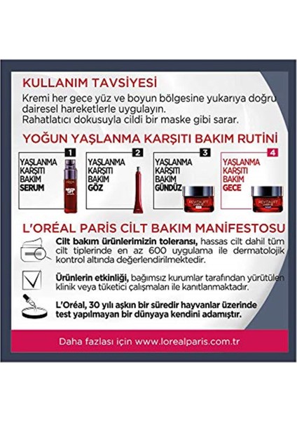 L'Oréal Paris Loreal Paris L'oréal Paris Revitalift Lazer X3 Yoğun  Gece Bakım Kremi, 50 ml