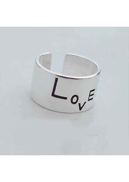 Love (Aşk) 925 Ayar Gümüş H.ürün Kadın Ayarlanabilir Yüzük fırsatları