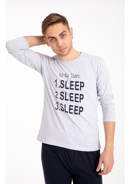 Erkek Baskılı Uzun Kol Pijama Takımı Tampap Sleep