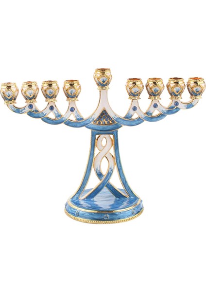 Hanuka Menorah Mücevherli Aksan ile Bejeweled Şamdanlar Mumluk Yeşil (Yurt Dışından)