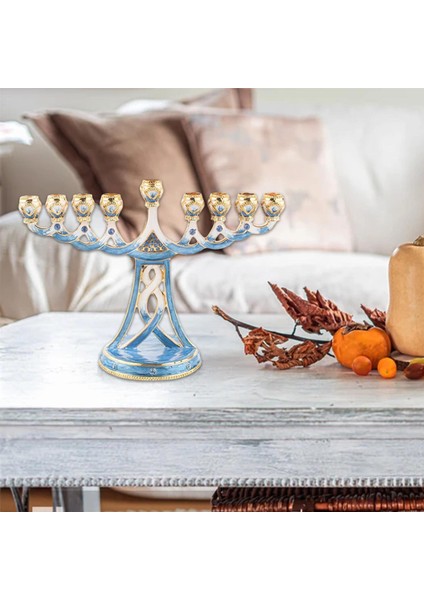 Hanuka Menorah Mücevherli Aksan ile Bejeweled Şamdanlar Mumluk Yeşil (Yurt Dışından)