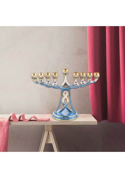 Hanuka Menorah Mücevherli Aksan ile Bejeweled Şamdanlar Mumluk Yeşil (Yurt Dışından)