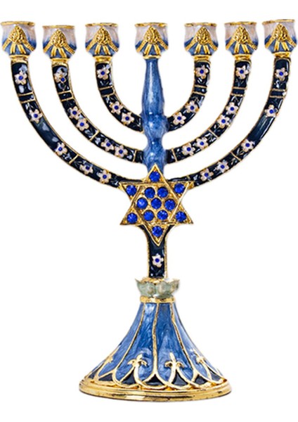 Hanuka Menorah Mücevherli Aksan ile Bejeweled Şamdanlar Mumluk Yeşil (Yurt Dışından)
