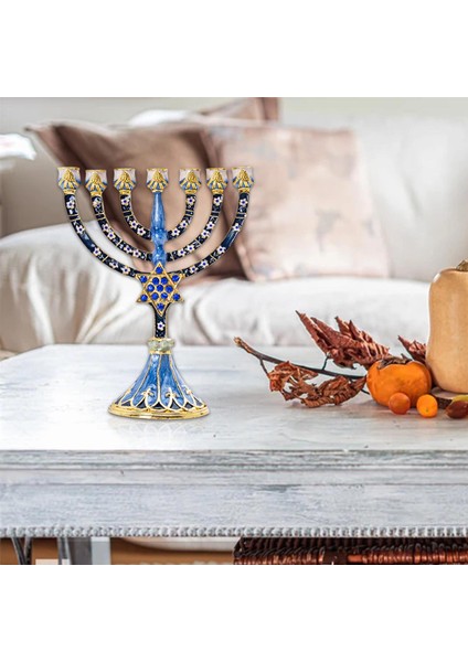 Hanuka Menorah Mücevherli Aksan ile Bejeweled Şamdanlar Mumluk Yeşil (Yurt Dışından)