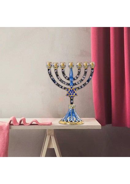 Hanuka Menorah Mücevherli Aksan ile Bejeweled Şamdanlar Mumluk Yeşil (Yurt Dışından)