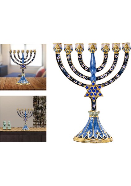 Hanuka Menorah Mücevherli Aksan ile Bejeweled Şamdanlar Mumluk Yeşil (Yurt Dışından)
