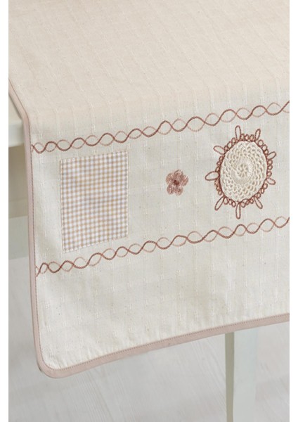 Naturel Biyeli Motifli İşlemeli 50 x 130 cm. Runner fiyatları