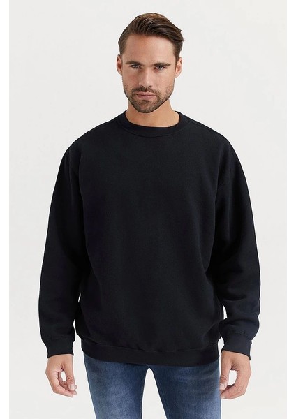 Oversize Sweatshirt Siyah Impavido 3 Iplik