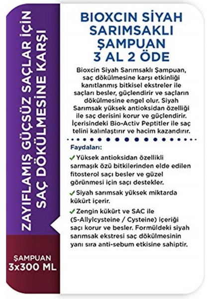 Siyah Sarımsak Şampuanı 3AL 2ode 1 Paket (1 x 1 Adet)Şampuan