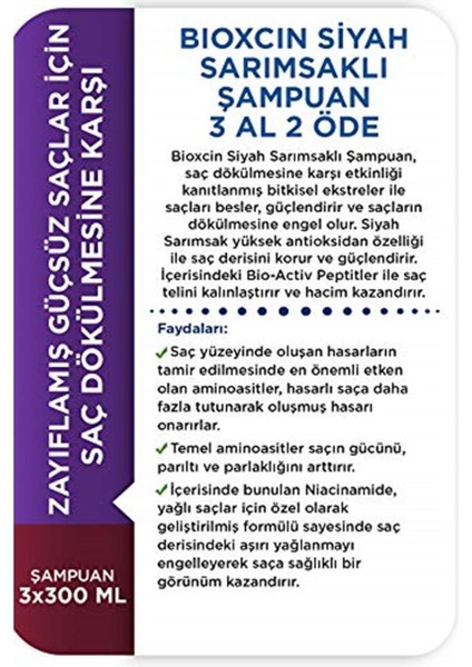Siyah Sarımsak Şampuanı 3AL 2ode 1 Paket (1 x 1 Adet)Şampuan
