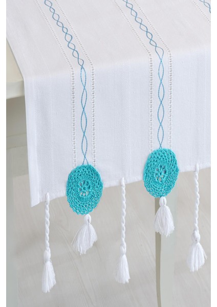 Beyaz Ajurlu Işlemeli Motifli 50 x 130 Cm. Runner fiyatları
