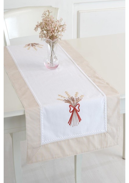 Bordürlü Lavanta İşlemeli 50 x 130 cm Runner