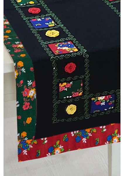 Basma Bordürlü Yamalı Kırçiçeği İşlemeli 50 x 130 cm Runner fiyatları