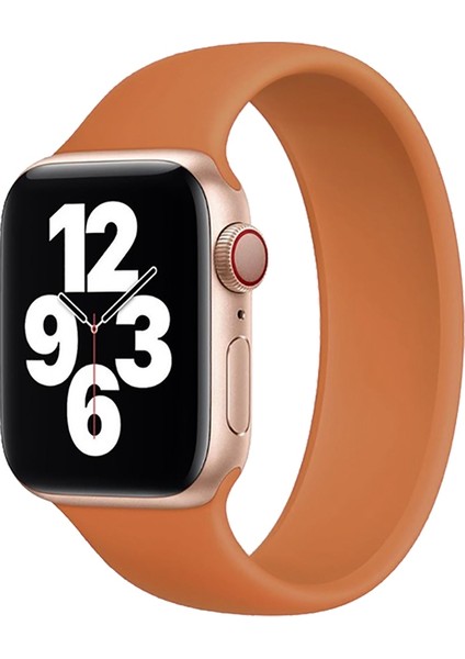 Apple Watch Uyumlu 42-44MM KRD18 Silikon Solo Kordon S Beden Turuncu