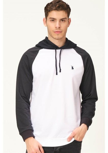 V4005 Dewberry Erkek Sweatshirt-Beyaz-Lacivert