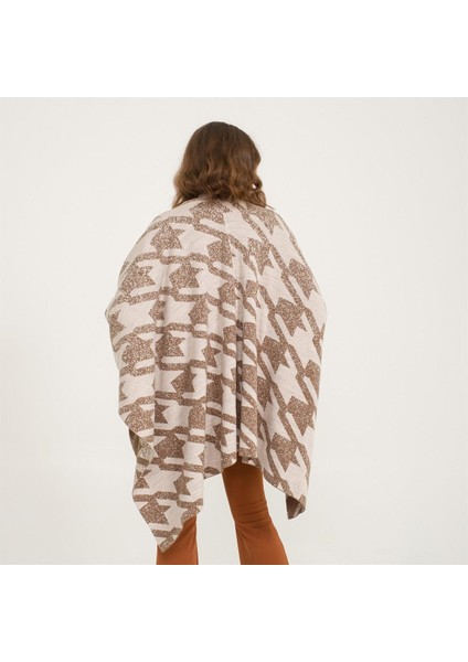 Kaz Ayağı Desen Çift Taraflı Triko Şal Panço fırsatları