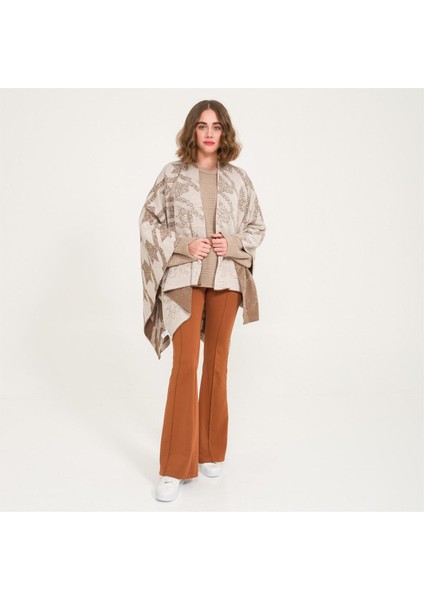 Kaz Ayağı Desen Çift Taraflı Triko Şal Panço indirimleri