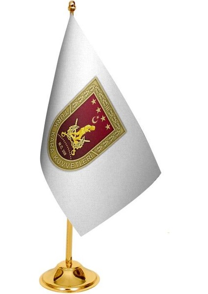 Masaüstü Kara Kuvvetleri Bayrağı + Pirinç Direk Masa Bayrak Seti