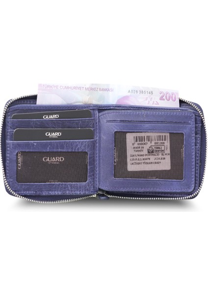 Antik Lacivert Fermuarlı Yatay Mini Deri Cüzdan fırsatları