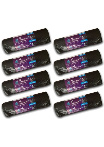 Endüstriyel 100X150CM Siyah Çöp Torbası Hantal Boy - 8 Adet Rulo 10LU