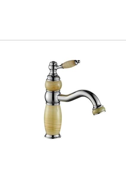 Mermer Gövdeli Banyo Lavabo Bataryası Krom