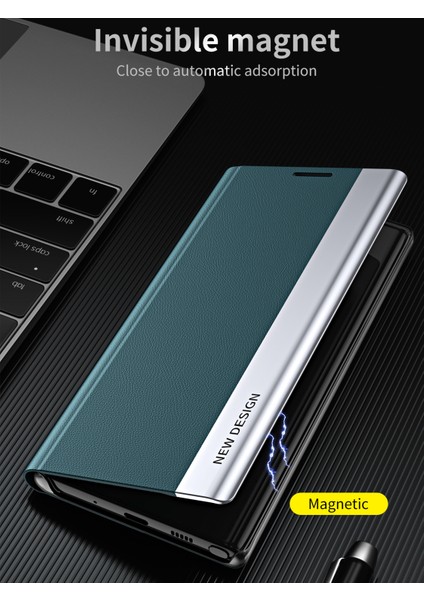 Xiaomi Redmi Note 11 Pro / Note 11 Pro+ Için Ince Flip Deri Manyetik Kılıf Kapaklı Siyah