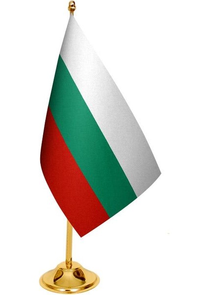 Masa Üstü Bulgaristan Bayrağı + Pirinç Direk Masa Bayrak Seti