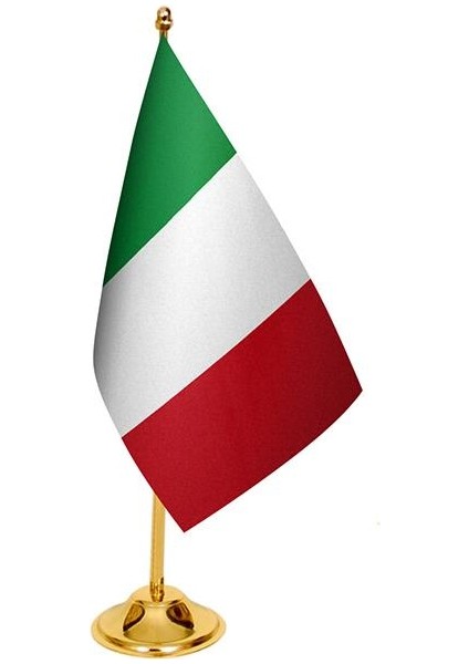 Masa Üstü Italya Bayrağı + Pirinç Direk Masa Bayrak Seti