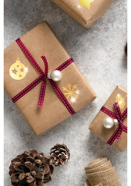 Yılbaşı Tasarımı Mini Metalik Duvar Sticker 24 Adet