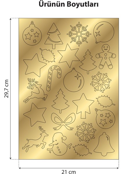 Yılbaşı Tasarımı Mini Metalik Duvar Sticker 24 Adet fiyatları
