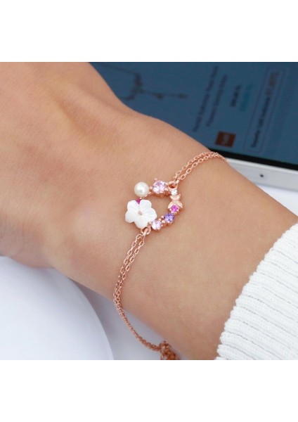 Italyan Tasarım Soft Çiçekler Flowers Gümüş Bileklik