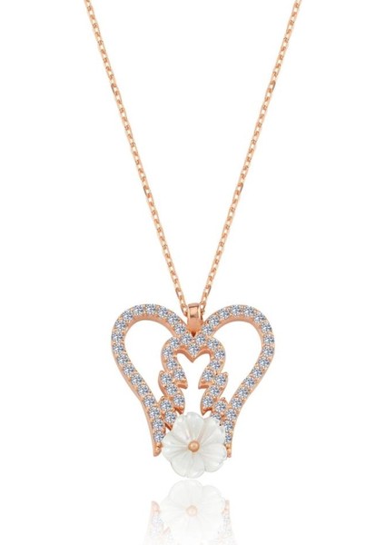 Melek Kanadı Manolya Çiçeği Rose Renk Flowers Gümüş Kolye fırsatları