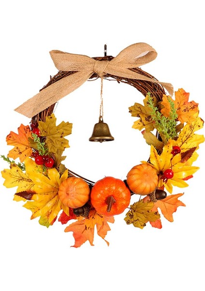 Akçaağaç Yaprağı Hasat Çelenk Kabak Berry Garland Pencere Kapalı Açık Dekor 30 cm(Yurt Dışından)