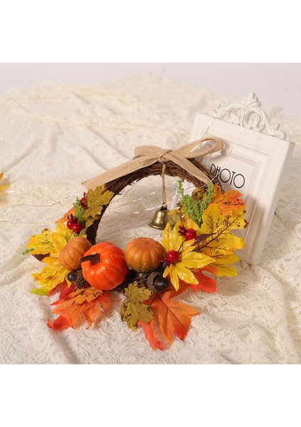 Akçaağaç Yaprağı Hasat Çelenk Kabak Berry Garland Pencere Kapalı Açık Dekor 30 cm(Yurt Dışından)