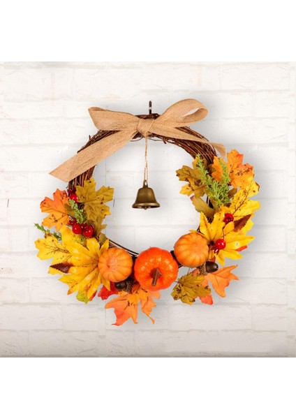 Akçaağaç Yaprağı Hasat Çelenk Kabak Berry Garland Pencere Kapalı Açık Dekor 30 cm(Yurt Dışından)