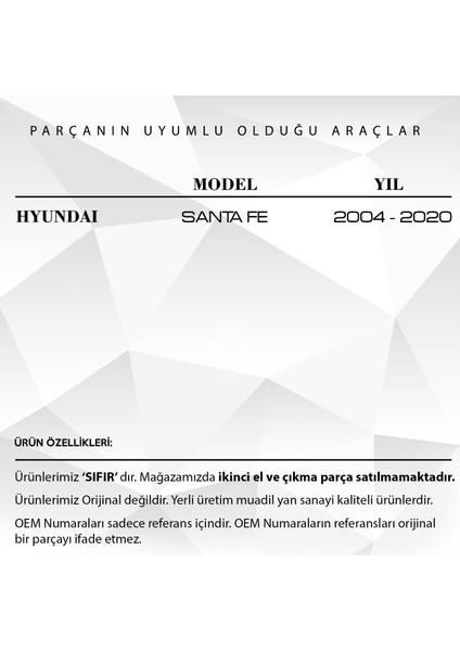 Hyundai Santa Fe Için Tavan Anten Çubuğu fiyatları