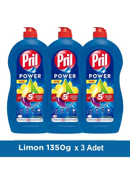 Sıvı Bulaşık Deterjanı Power Limon 1350 gr X3