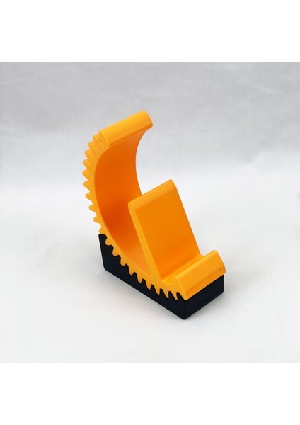 Dişli Tasarımlı Ayarlanabilir Telefon ve Tablet Standı - Turuncu / Siyah