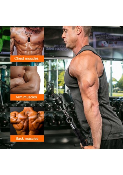 2x Triceps Halat Tek Kavrama Kasnak Kablo Eki Aşağı Çekin Lat Kolu Siyah Çekin (Yurt Dışından)