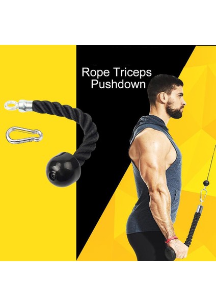 2x Triceps Halat Tek Kavrama Kasnak Kablo Eki Aşağı Çekin Lat Kolu Siyah Çekin (Yurt Dışından)