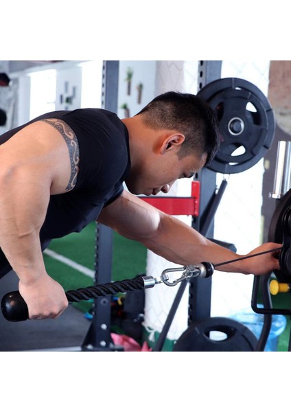 2x Triceps Halat Tek Kavrama Kasnak Kablo Eki Aşağı Çekin Lat Kolu Siyah Çekin (Yurt Dışından)
