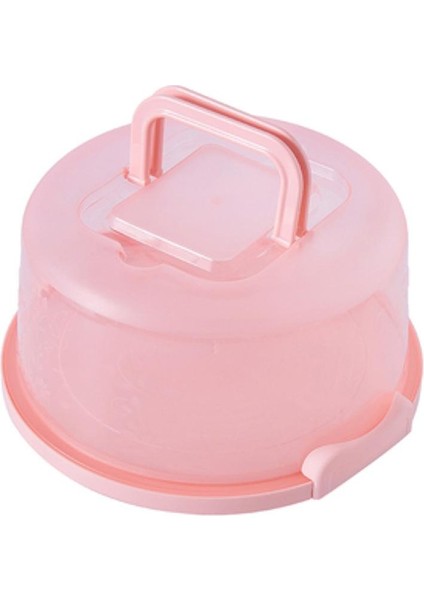 Plastik Kek Kutusu Yuvarlak Kek Depolama Taşıyıcı Konteyner Kilitlenebilir Kapak Kapak Pembe(Yurt Dışından)